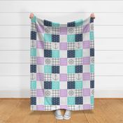 Nautical Patchwork (purple, teal, navy) - Mightier than the waves - Wave wholecloth - nautical nursery fabric  LAD19