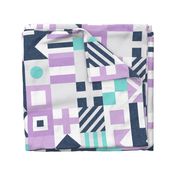 Nautical Flags Patchwork - Wholecloth - Purple, Teal, Navy - Maritime flags - LAD19 