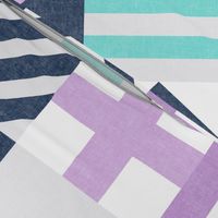 Nautical Flags Patchwork - Wholecloth - Purple, Teal, Navy - Maritime flags - LAD19 