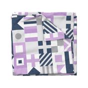 Nautical Flags Patchwork - Wholecloth - Purple &  Navy - Maritime flags - LAD19 