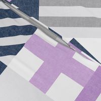 Nautical Flags Patchwork - Wholecloth - Purple &  Navy - Maritime flags - LAD19 