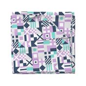 (3" small scale) Nautical Flags Patchwork - Wholecloth - Purple, Teal, Navy - Maritime flags - LAD19 