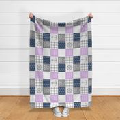 Nautical Patchwork (purple & navy) - Mightier than the waves - Wave wholecloth - nautical nursery fabric (90) LAD19