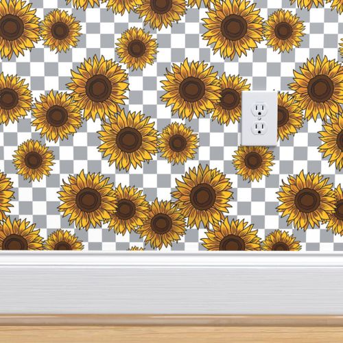 sunflowers on checkerboard