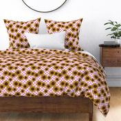 90s sunflowers fabric - checkerboard fabric, sunflower fabric, 90s fabric - light pink