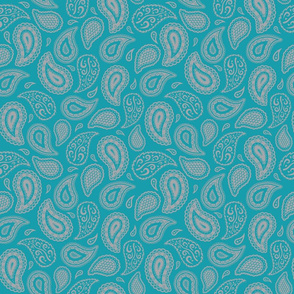 Paisley Meadow - Teal Silver
