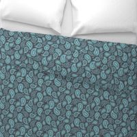 Light Teal Paisley on Charcoal Grey