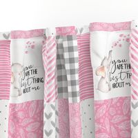 Elephant//You are the best thing about me//Pink - Wholecloth Cheater Quilt 