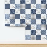 Elephant//You are the best thing about me//Navy - Wholecloth Cheater Quilt 