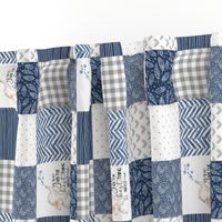 3 inch Elephant//You are the best thing about me//Navy - Wholecloth Cheater Quilt  - Rotated