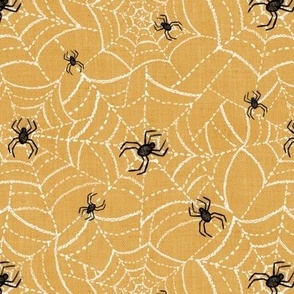 Spiderwebs on orange