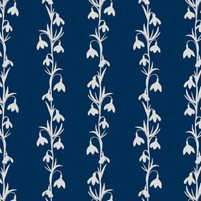 Delicate  Snowdrop Floral Silhouettes Stripe