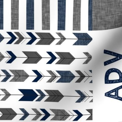 Bear Patchwork fabric - happy camper - navy and grey with navy wood grain(90)