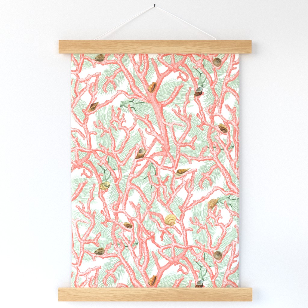 Living Coral Branches with Sea Shells Vintage style