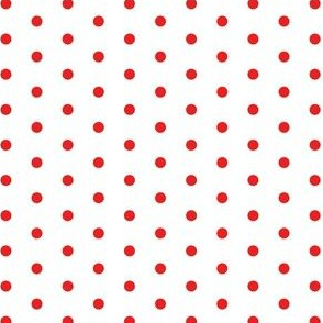 Polka dots red on white