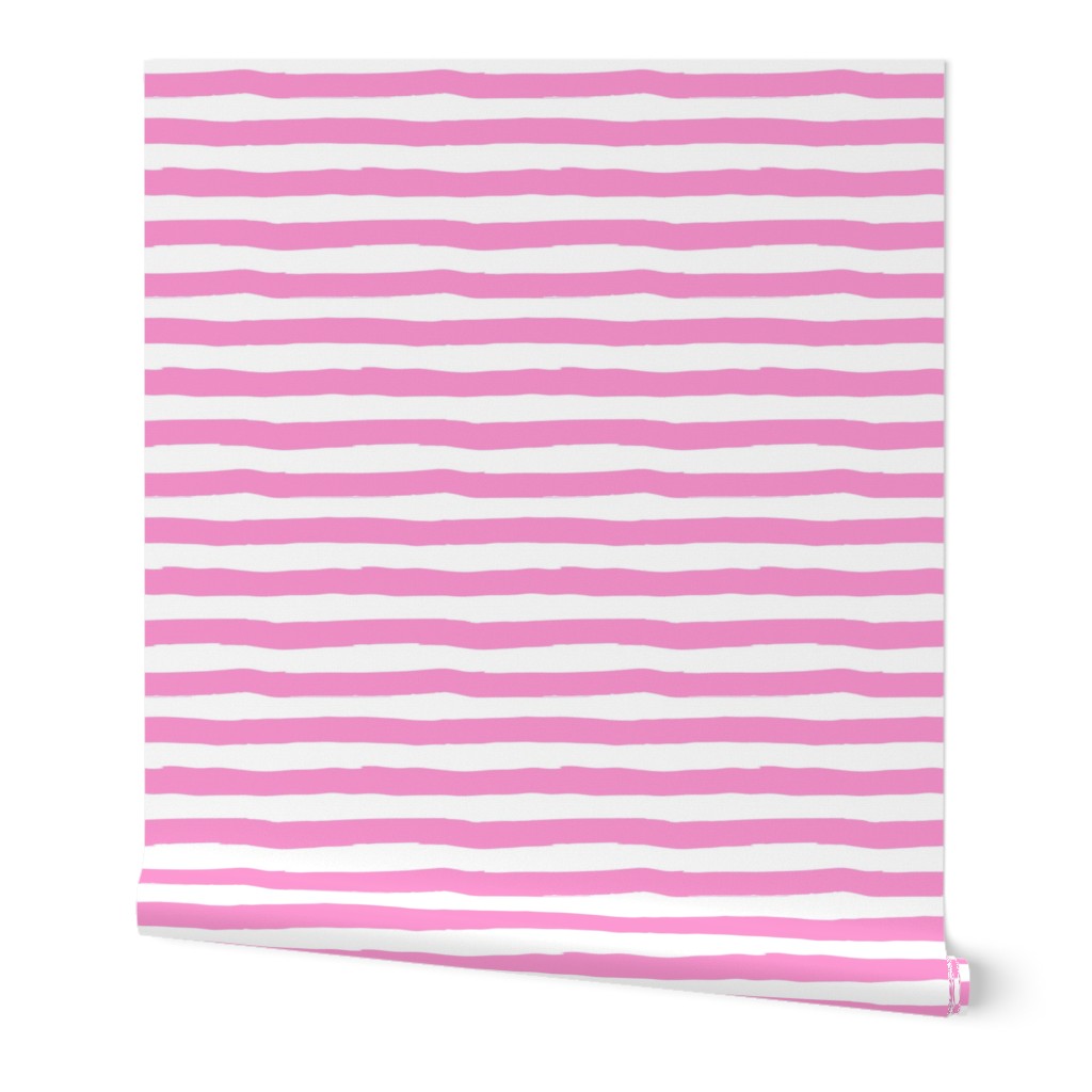 4" Bubblegum Pink and White Stripes