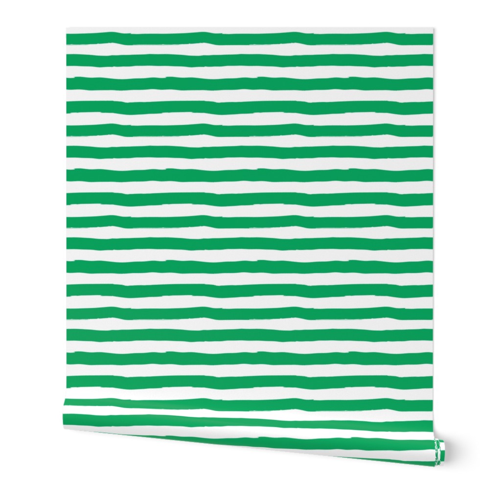 4" Green and White Stripes