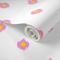 4" White Bubblegum Pink and Yellow Print