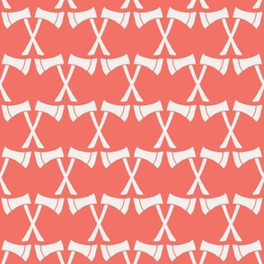 White Ax on Coral Background