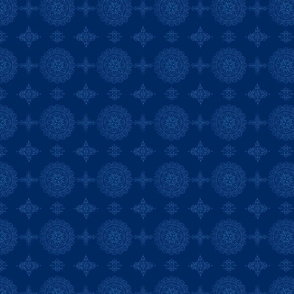 Circle mandala and dots in blue
