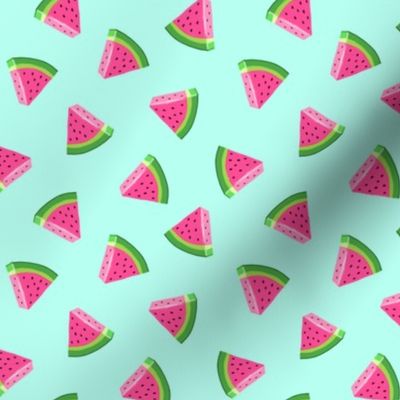 (small scale) watermelons (teal)- summer fruit fabric - LAD19