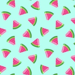 (small scale) watermelons (teal)- summer fruit fabric - LAD19