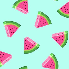 watermelons (teal)- summer fruit fabric - LAD19