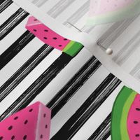 watermelons (black stripes)- summer fruit fabric - LAD19