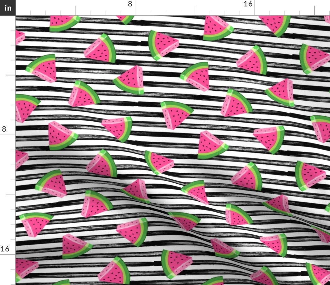 watermelons (black stripes)- summer fruit fabric - LAD19