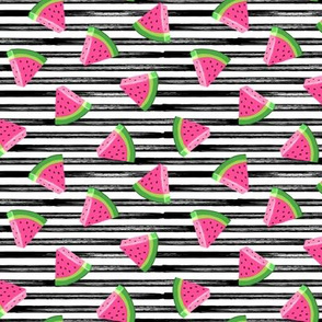 (small scale) watermelons (black stripes)- summer fruit fabric - LAD19
