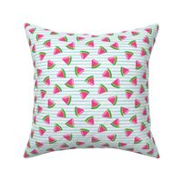 (small scale) watermelons (blue stripes)- summer fruit fabric - LAD19