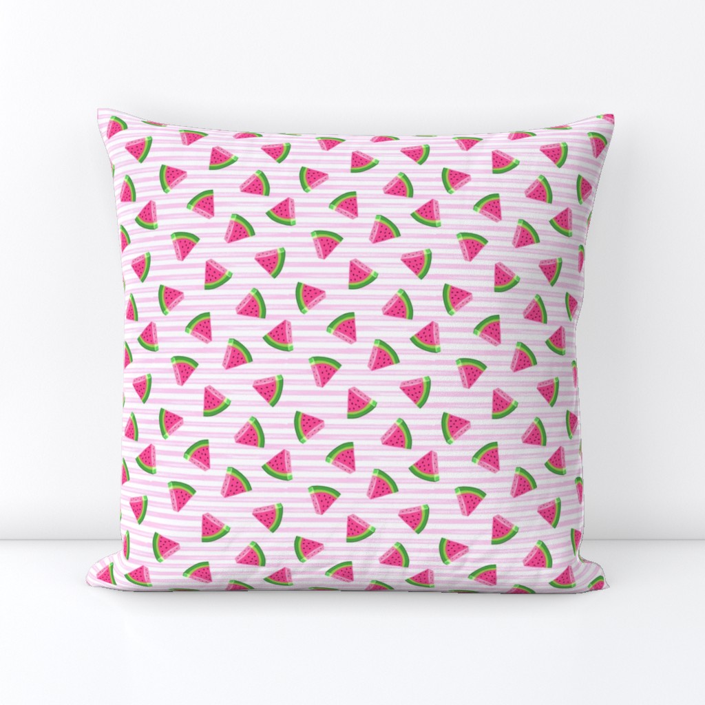 (small scale) watermelons (pink stripes)- summer fruit fabric - LAD19