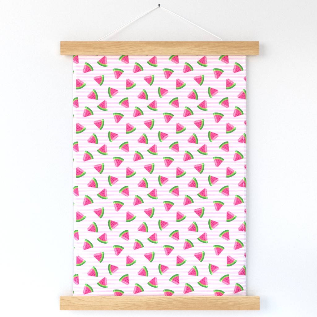 (small scale) watermelons (pink stripes)- summer fruit fabric - LAD19