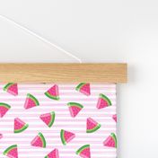 (small scale) watermelons (pink stripes)- summer fruit fabric - LAD19