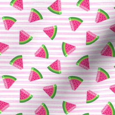 (small scale) watermelons (pink stripes)- summer fruit fabric - LAD19