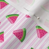 (small scale) watermelons (pink stripes)- summer fruit fabric - LAD19