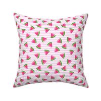 (small scale) watermelons (pink stripes)- summer fruit fabric - LAD19