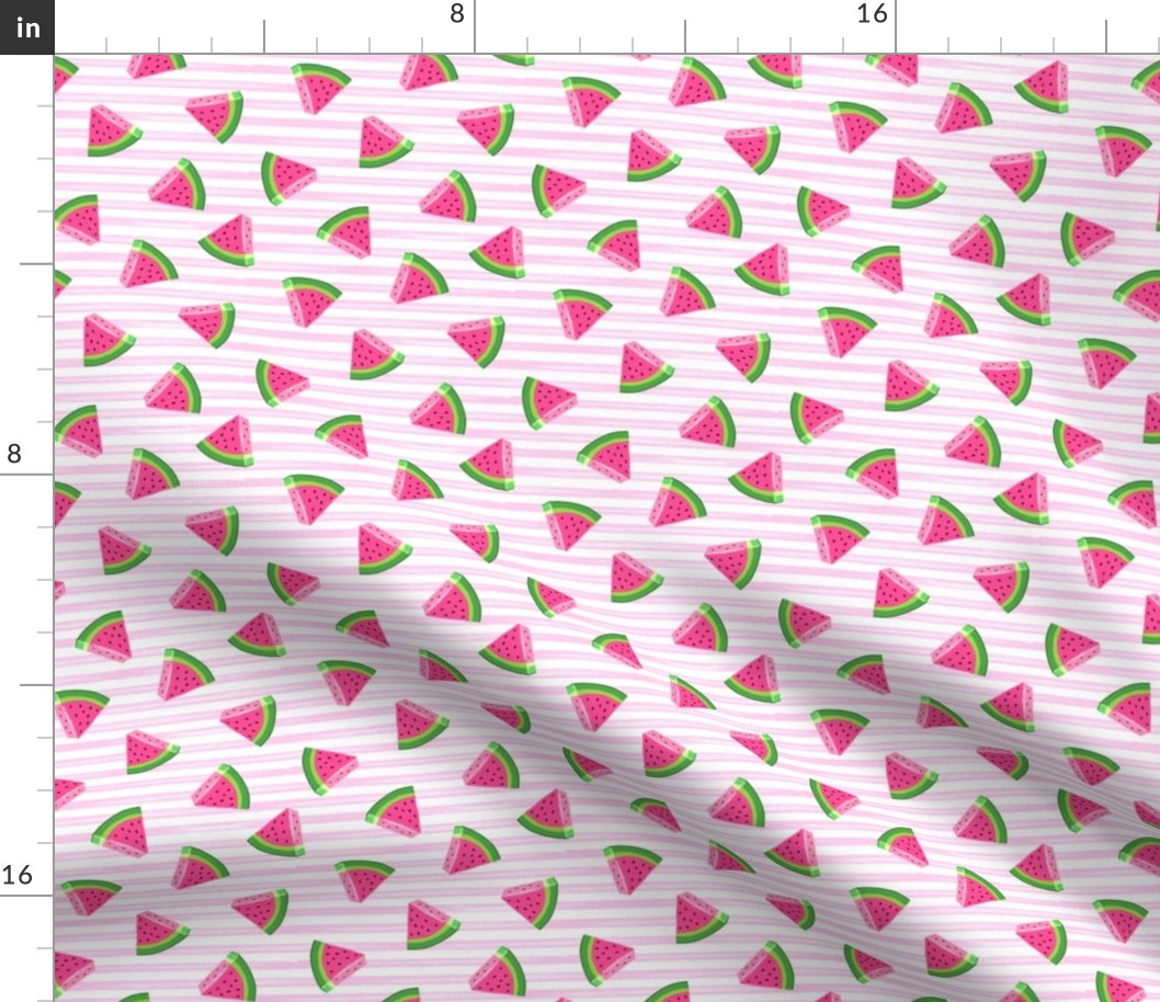 (small scale) watermelons (pink stripes)- summer fruit fabric - LAD19