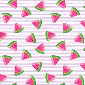 (small scale) watermelons (purple stripes)- summer fruit fabric - LAD19