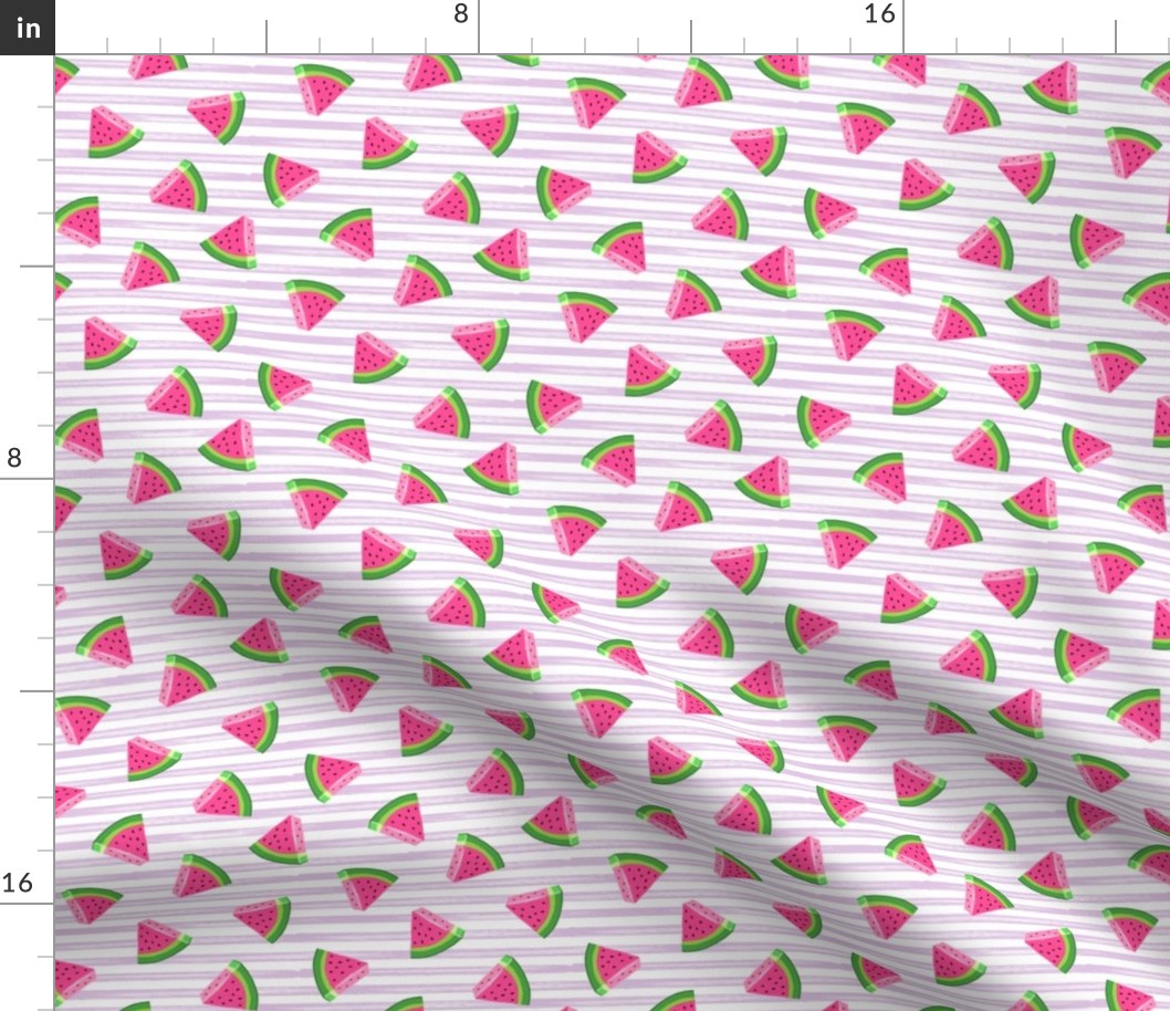 (small scale) watermelons (purple stripes)- summer fruit fabric - LAD19