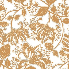 honeysuckle stencil floral_honey yellow on natural