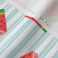 watermelons (red on light blue)- summer fruit fabric - LAD19