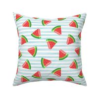 watermelons (red on light blue)- summer fruit fabric - LAD19