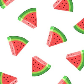 watermelons (red on white)- summer fruit fabric - LAD19