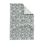 mini mosaic tile print_black, neutral and sky blue