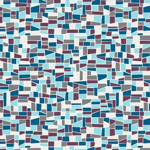 mini mosaic tile print_amaranth plum and sky blue