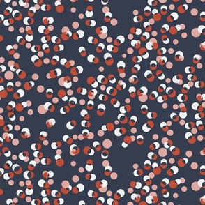 Vintage confetti dots in navy - poppy red - blush pink - white