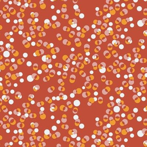 Vintage confetti dots in poppy red - saffron gold - white - blush pink