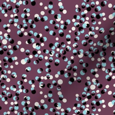 Vintage confetti dots in plum - light blue - white - black