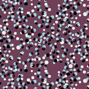 Vintage confetti dots in plum - light blue - white - black